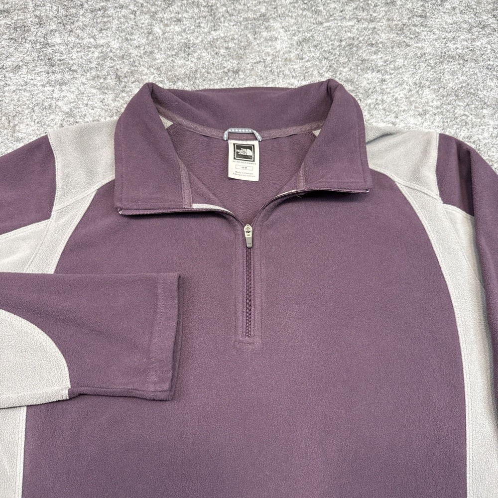 North Face TKA 100 fleece 1/4 pullover women's medium purple gray outdoor hiking